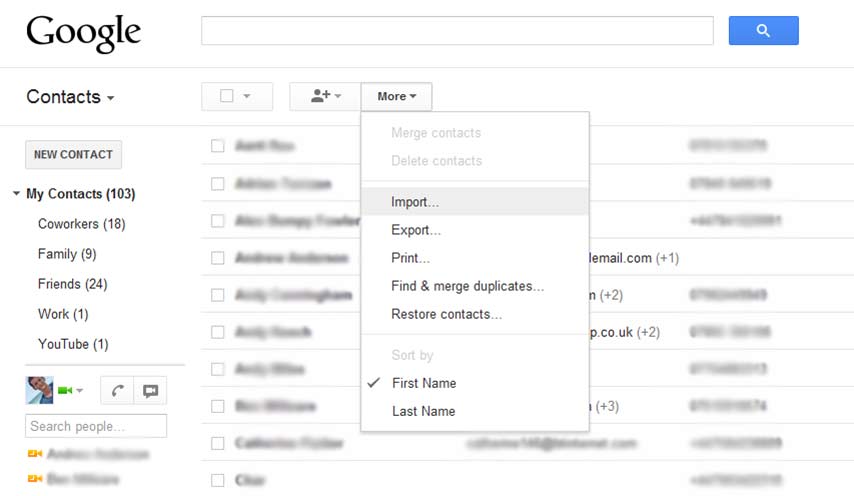 Google Contacts Import Tool